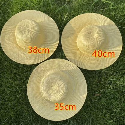 Summer Simple Straw Hats Women Men Wide Brim Beach Sun Hat Uv Protection Fishing Caps Farm Straw Hat With Windproof Rope Panama