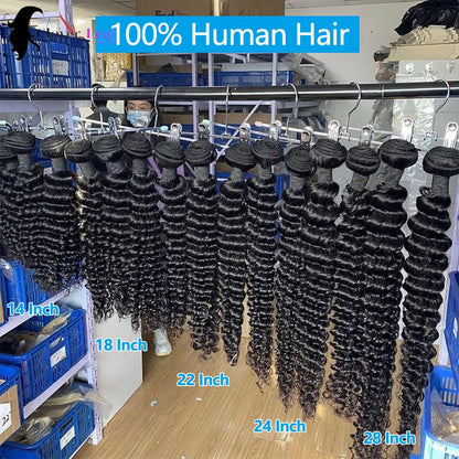 12A Ondas Profundas de Cabelo Humano Brasileiro Remy 30 32 Polegadas Cachos Naturais 100% Cabelo Humano Extensões de Cabelo Humano