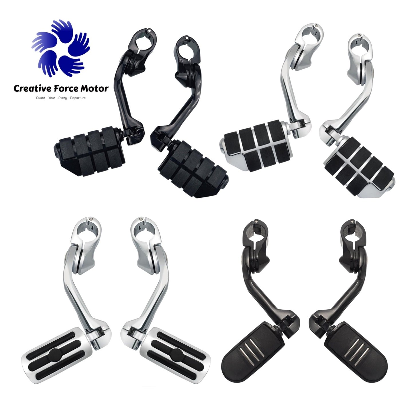 Kit de Suportes de Pedaleiras para Protetor de Motor de Motocicletas 1-1/4" Descanso de Pé para Harley Honda Davidson Road King Sportster Fat Boy Electra Glide