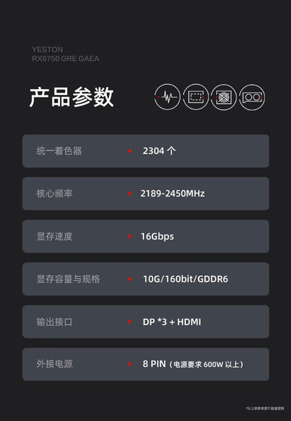 AMD RX7650gre 8G Yeston White Gaming Master Placa de Vídeo para Jogos de Computador Desktop Independente PUBG Presente Masculino Custo-benefício