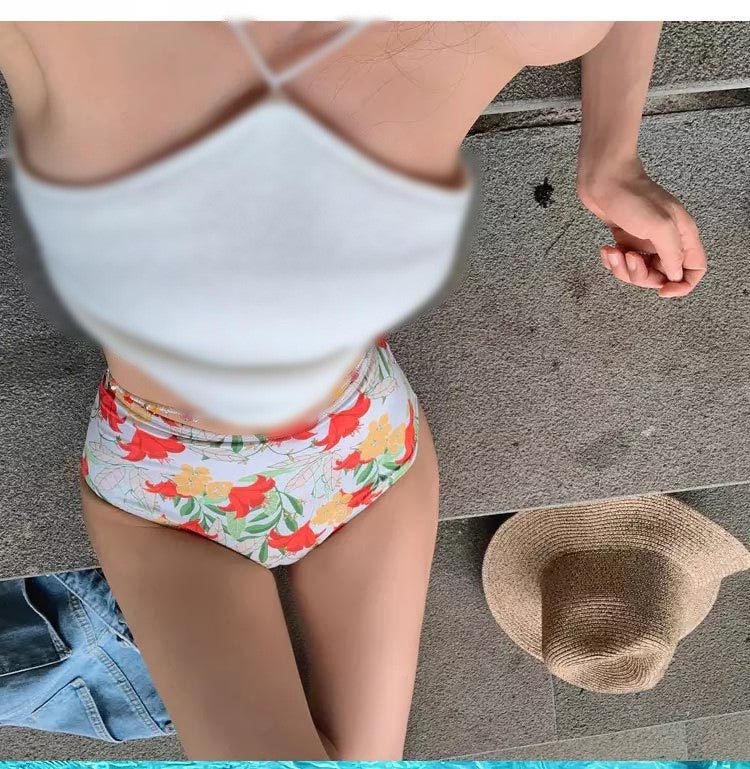 New Korean Sle Women's Bikini Sexy Bal Small Chest e Split Faionable Cross-Border Hot Spring Swimming Suit