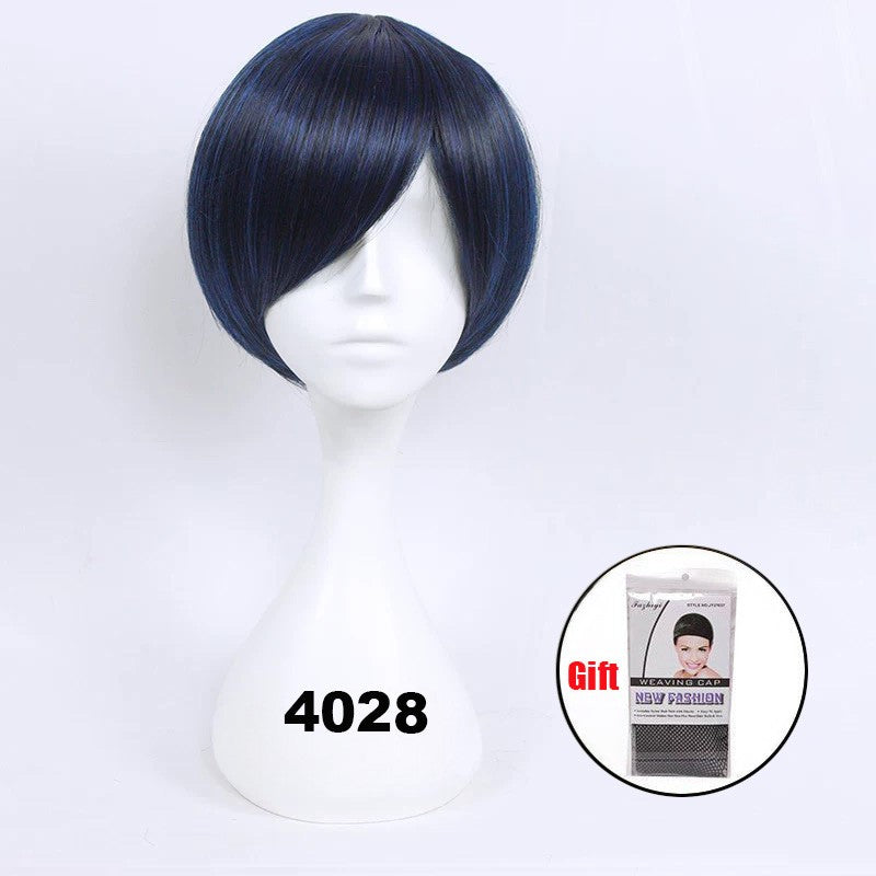 Peruca curta sintética Snoya 30cm roxo azul vermelho amarelo fibra de alta temperatura Peruca para festa a fantasia Cosplay 23 cores