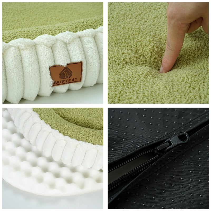 Flannel Dog Bed Autumn Winter Thickening Warmth Ellipse Dog Sofa Beds Bottom Detachable Soft Plush Pet Pad Dogs Accessories