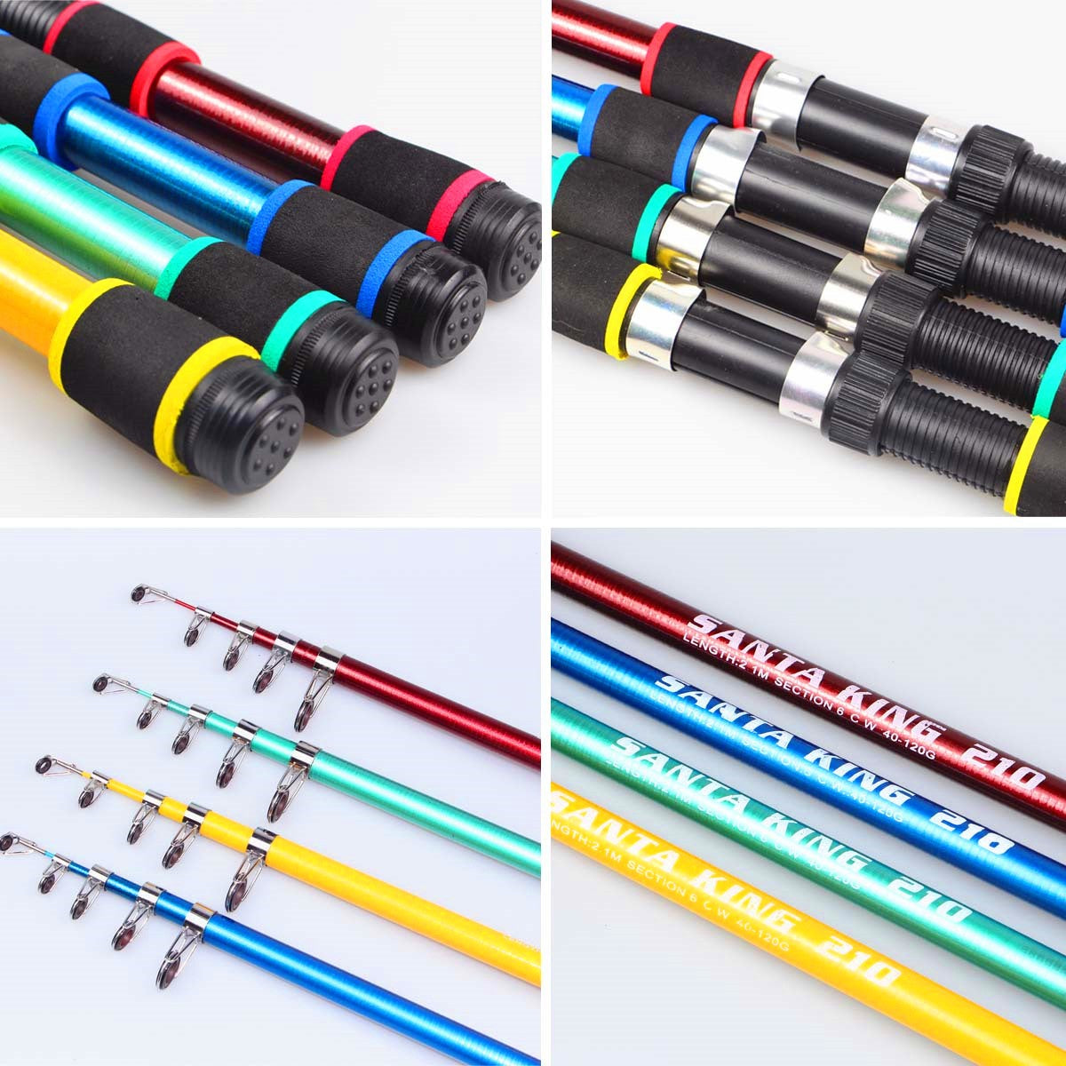 Combo Vara e Carretilha de Pesca Santa King - Kit Completo de Pesca com Vara Telescópica e Carretilha, Iscas, Anzóis, Conjunto de Vara para Viagem