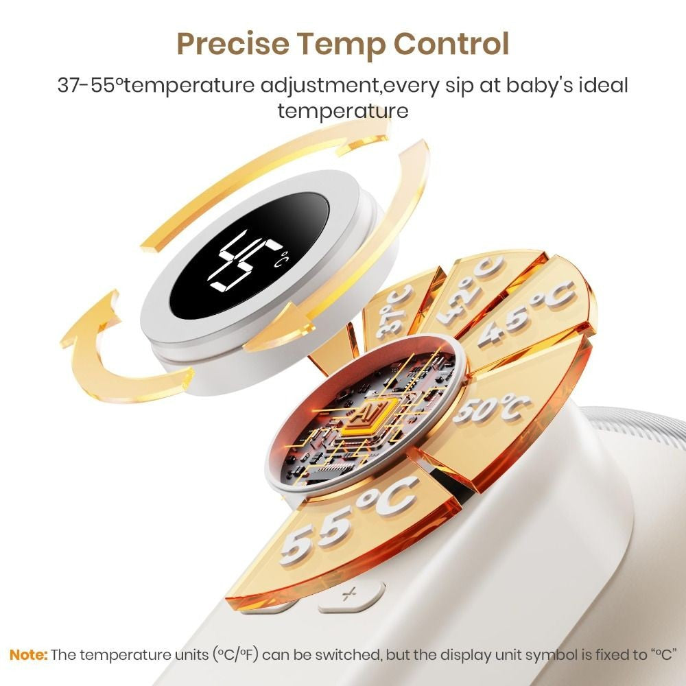 4-in-1 Baby Bottle Warmer Digital Display Constant Temperature Milk Warmer Wireless Rapid Warming Nighttime Milk Warmer Travel