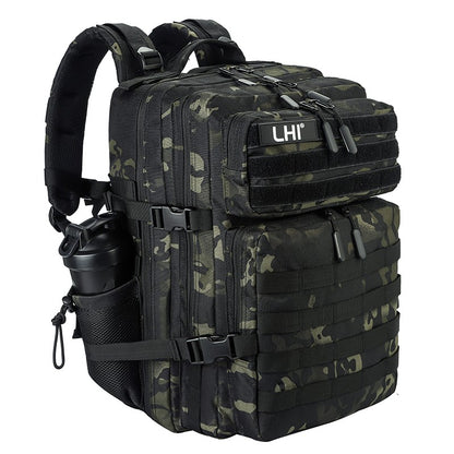 LHI Mochila Tática 45L/35L/25L para Homens e Mulheres, À Prova D'Água, Bolsa de Ginástica para Atletas, Mochila de Viagem para Caminhada ao Ar Livre com Porta-Garrafas
