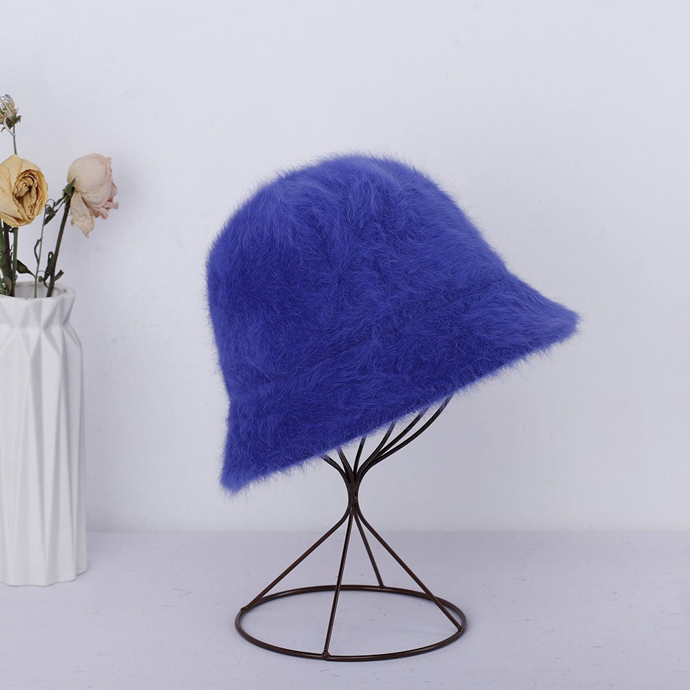 2023 new Hat winter women's fashion Solid color rabbit fur hat bucket cap  fisherman's hat  knitted wool basin Bucket Hat