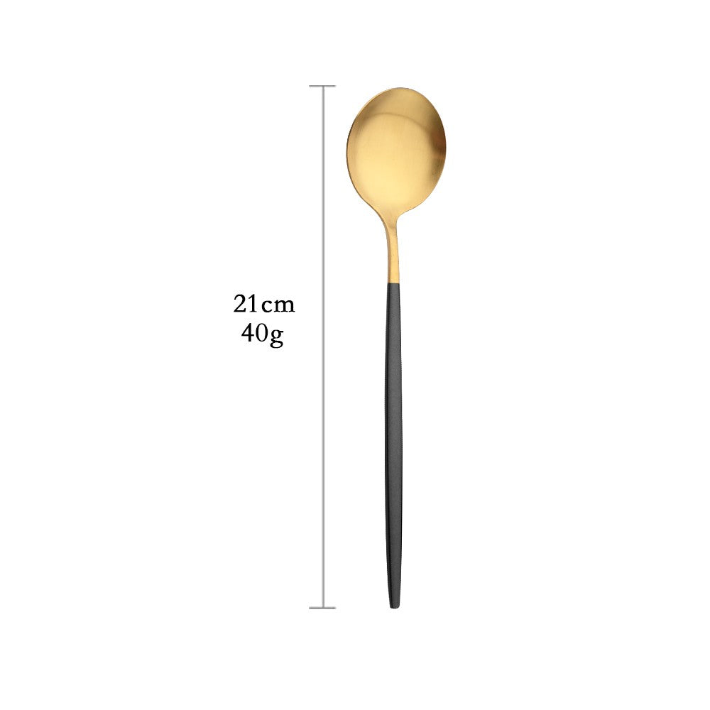 Talheres de Aço Inoxidável Preto Dourado Kit de Talheres Faca de Jantar Colher de Café Garfo Garfo de Salada Colher Faqueiro