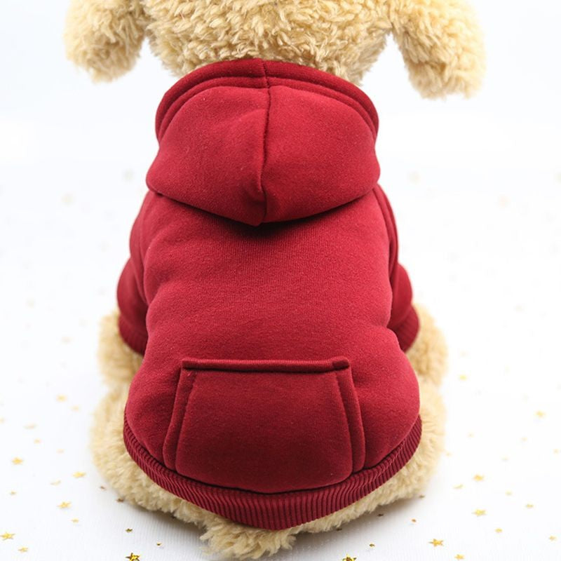 Roupas de Cachorro Fashion Outono e Inverno Roupas para Pequenos Pets Espessamento Quente Cor Sólida Moletom de Duas Pernas com Capuz Produtos Casuais para Pets