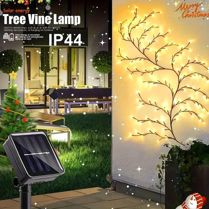 96 LEDS Solar Willow Vine Light Outdoor Waterproof String Fairy Light 8 Lighting Modes For Wall Balcony Garden DIY Decorations
