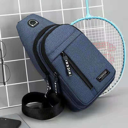 Mochila de Lona Estilosa de Um Ombro Só - Tecido Oxford Resistente à Água, Design Esportivo Casual, Bolsa de Peito, Alça de Ombro Ajustável