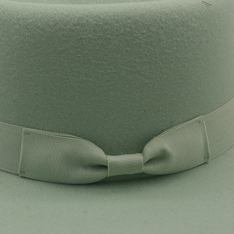 Chapéu Fedora Feminino De Lã Feltro Preto Liso Com Aba Larga De 9,5 Cm E Topo Reto, Com Laço, Vintage, Igreja, Casamento, Panamá