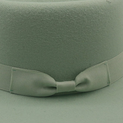 Chapéu Fedora Feminino De Lã Feltro Preto Liso Com Aba Larga De 9,5 Cm E Topo Reto, Com Laço, Vintage, Igreja, Casamento, Panamá