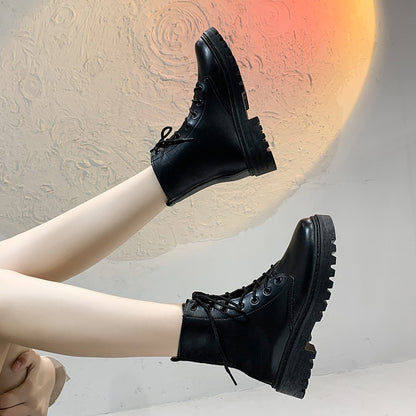 New Style Round Toe Square Heel Cross Strap Fashionable Women's Shoes Casual and Comfortable Plus Velvet Warm Short Boots