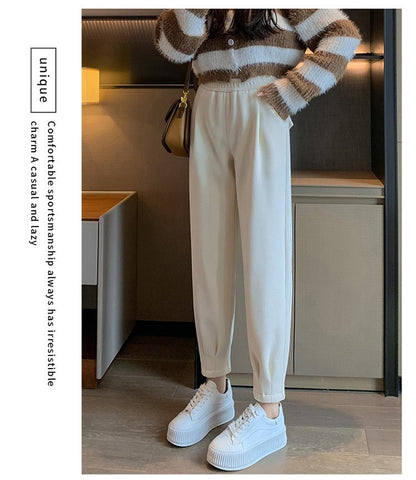 Spring Autumn New Style High Waisted Versatile Fashion Loose Sweatpants Women's Thin Leg-tie Harem Carrot Slimming Casual Pants