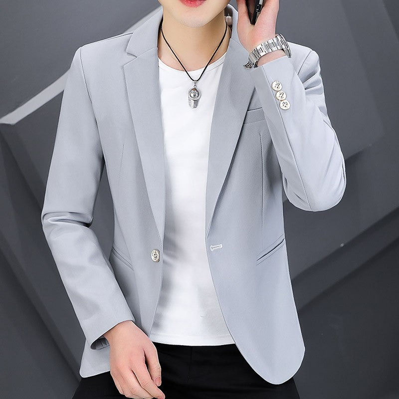 High-quality, fashionable, stylish, versatile and trendy business casual suit men's solid color fitted top