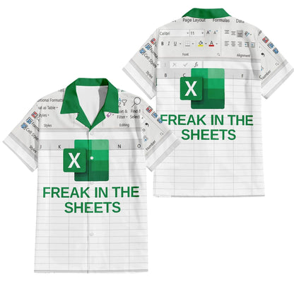 Excel Hawaiian Shirt Men's Fashion Shirt Spreadsheet Software Design Print T-shirts 2025 Vacation Style Y2K Summer Shirts