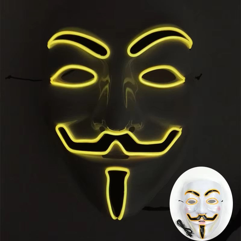Halloween LED Vendetta Mask Night Club Carnival Party Festival Decoration Cosplay Vendetta Guy Fawkes Mascara Glowing V Mask