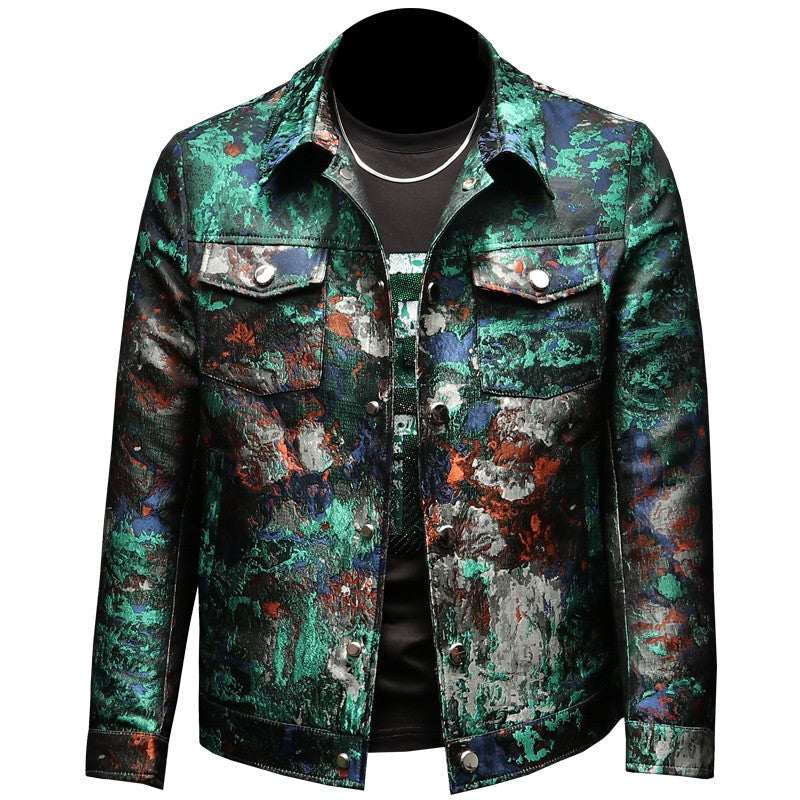 2025 Spring Vintage Jacquard Jacket Men Luxury Casual Business Social Jacket Social Streetwear Bomber Jacket Men Clothing M-4XL