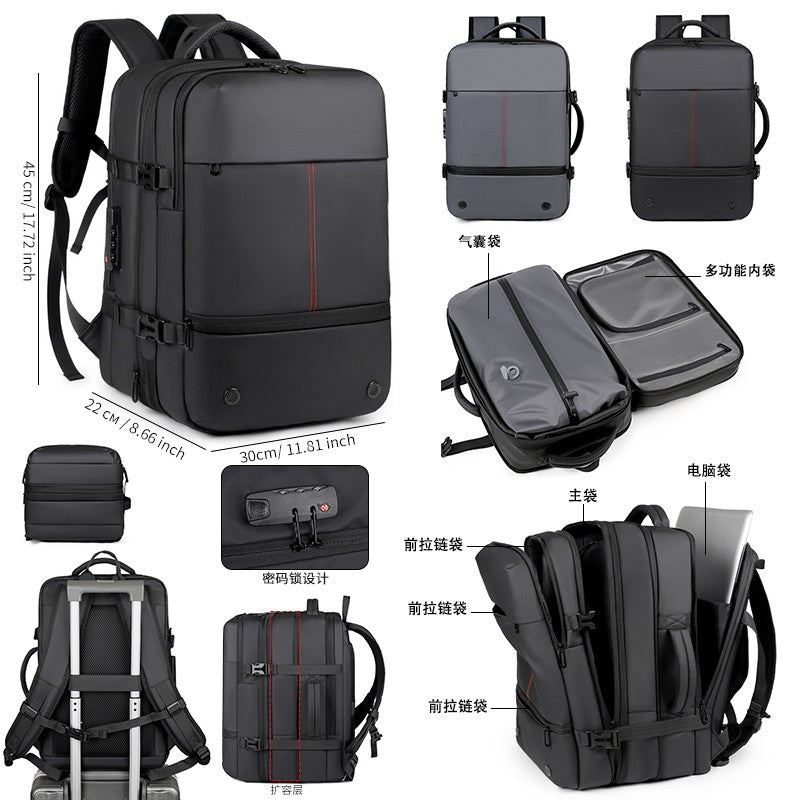Backpack Men's Expandable Vacuum Compression Short-Distance Business Trip Large-Capacity Dry and Wet Separation Business Multi-Functional Backpack