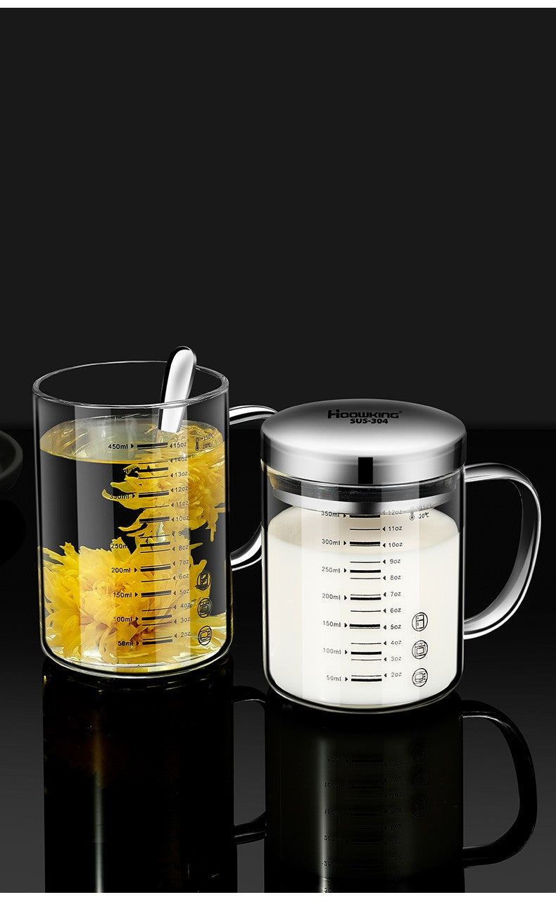 Y-244 Copo de Leite Caneca de Café Copo Medidor Graduado com Alça de Vidro Borossilicato Copos Medidores de Qualidade Alimentar Multifuncionais