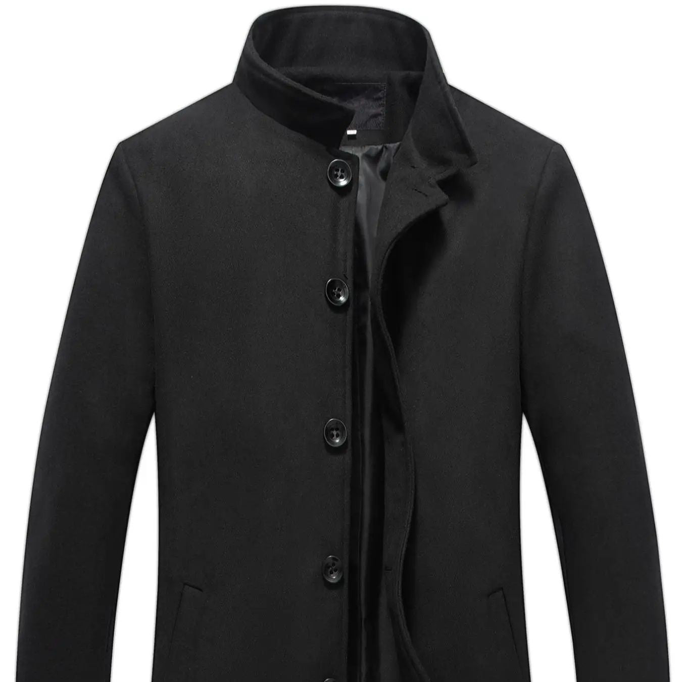 1 PCS Men's Woolen Overcoat, Long Sleeve Lapel Cardigan with Pockets, Casual Business Travel Daily Wear, All Seasons Outerwear