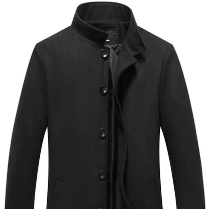 1 PCS Men's Woolen Overcoat, Long Sleeve Lapel Cardigan with Pockets, Casual Business Travel Daily Wear, All Seasons Outerwear