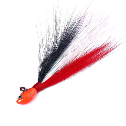 Jigs de Bucktail Cabeça Anzol Olhos 3D Isca 7g 14g 28g 56g Pelo de Veado Pena Anzol Barba Isca de Jigging Pesca