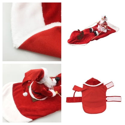 Melhor Presente de Natal Fantasia Divertida de Papai Noel Montando Cão Traje Festivo para Animais de Estimação para Fotografia Estilo Rena Roupa de Papai Noel com S-3XL