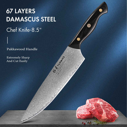 TURWHO 1-6PCS Kitchen Knives Set Japanese 67 Layer Damascus Steel Chef Knife PRO VG10 Santoku Bread Boning Utility Paring Knives