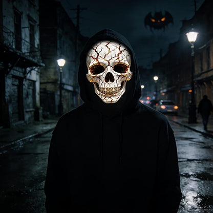 Skull Mask with Cracked Starry Eyes — A Quirky Headpiece Perfect for Halloween Cosplay. Also Doubles As A Breathable for Outdoor
