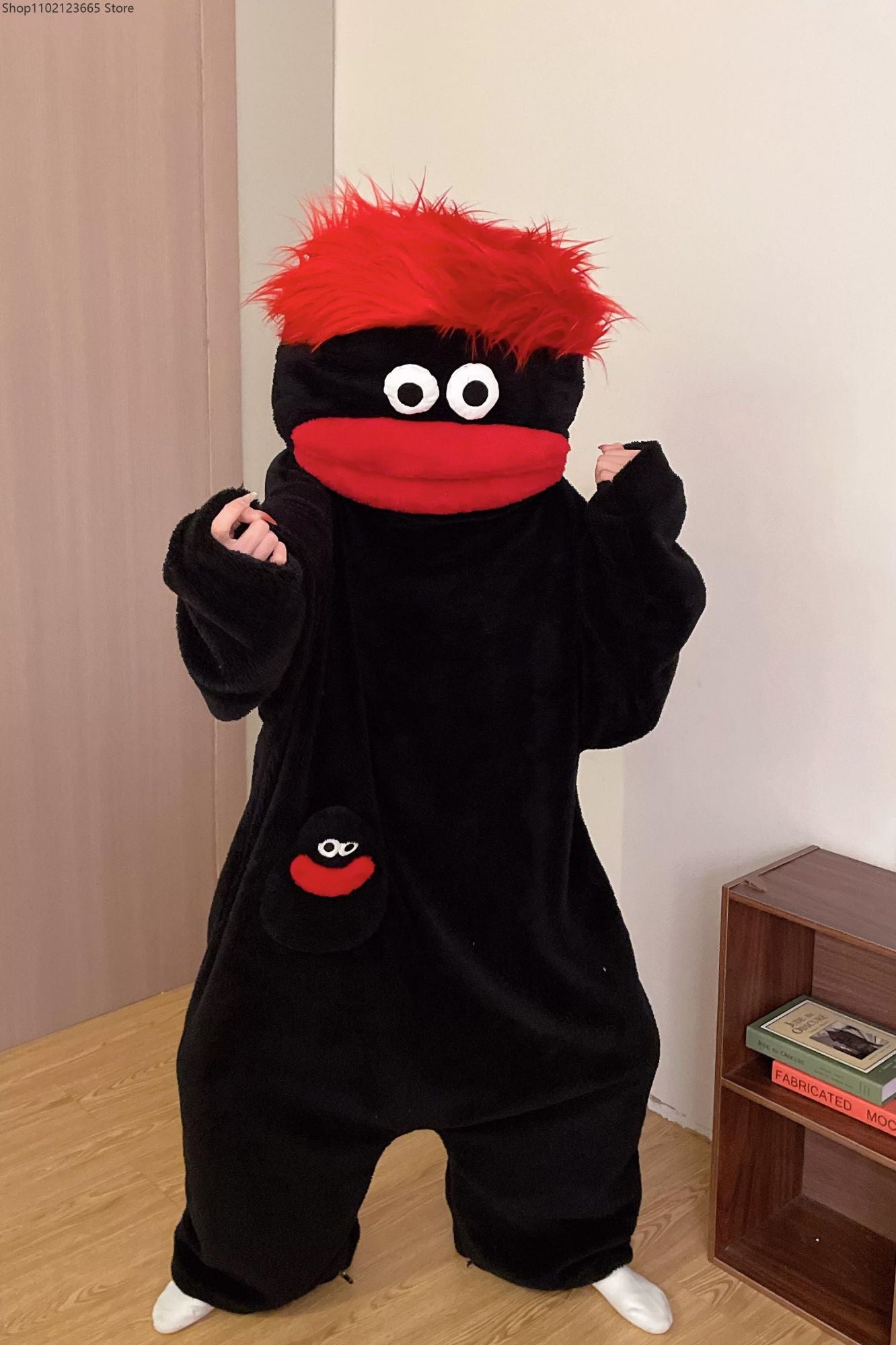 Generic Big Mouth Monster Onesie Pajamas Winter Thick Coral Fleece Ugly Cute Funny Warm Loungewear For Adults Cosplay Jumpsuit