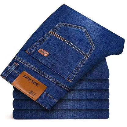 JEAN New Business Men's Jeans Casual Straight Stretch Fashion Classic Blue Black Work Denim Trousers Male Brand Clothing