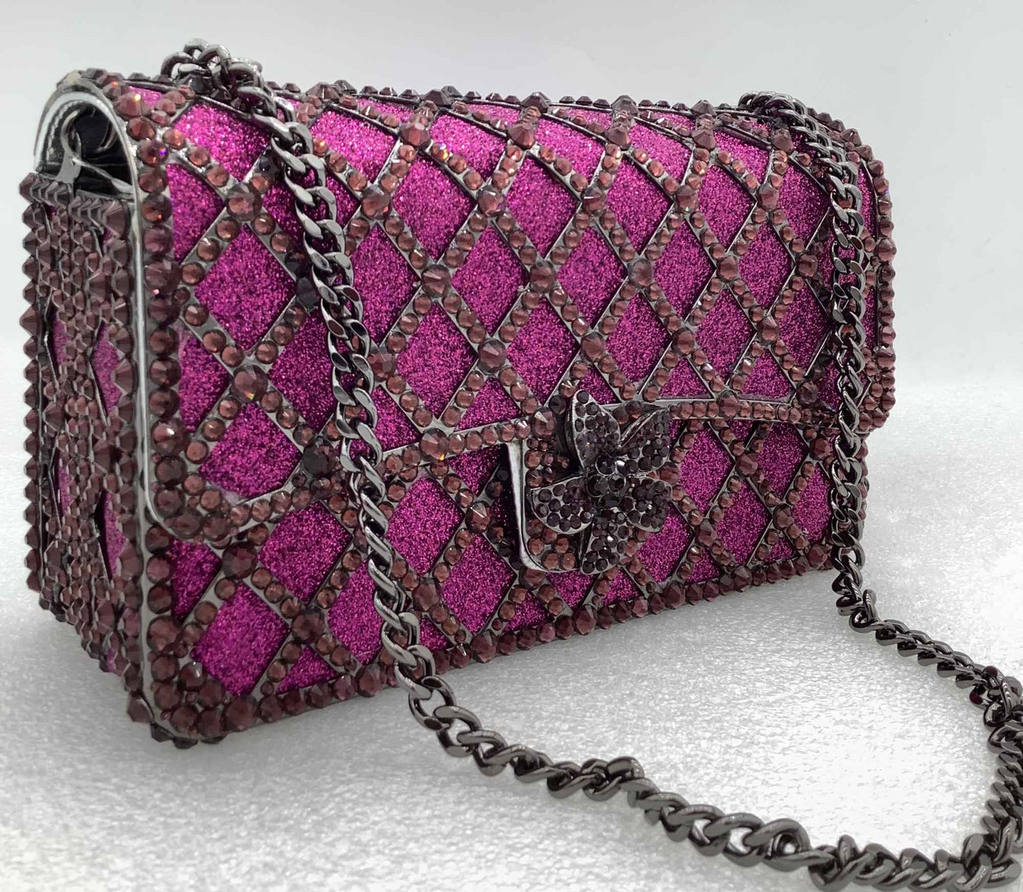 XIYUAN Women Orange/Blue/Silver/Green Jewels Long Chain Messenger Bags Party Wedding Diamonds Handbags Gems Shoulder Bag Wedding