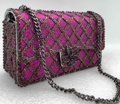 XIYUAN Women Orange/Blue/Silver/Green Jewels Long Chain Messenger Bags Party Wedding Diamonds Handbags Gems Shoulder Bag Wedding