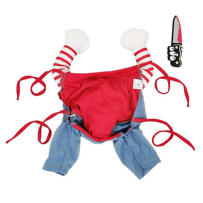 Roupas Engraçadas para Cães Fantasia de Cosplay para Cães Halloween Trajes Cômicos Segurando uma Faca Conjunto de Roupas para Gatos e Cães de Estimação para Festas e Festivais
