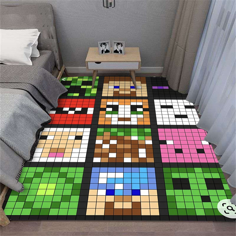 MINISO Trendy Pixel Game Art Floor Mat for Living Room Bedroom E-Sports Room Durable Washable Rug Modern Decor Gift for Gamer