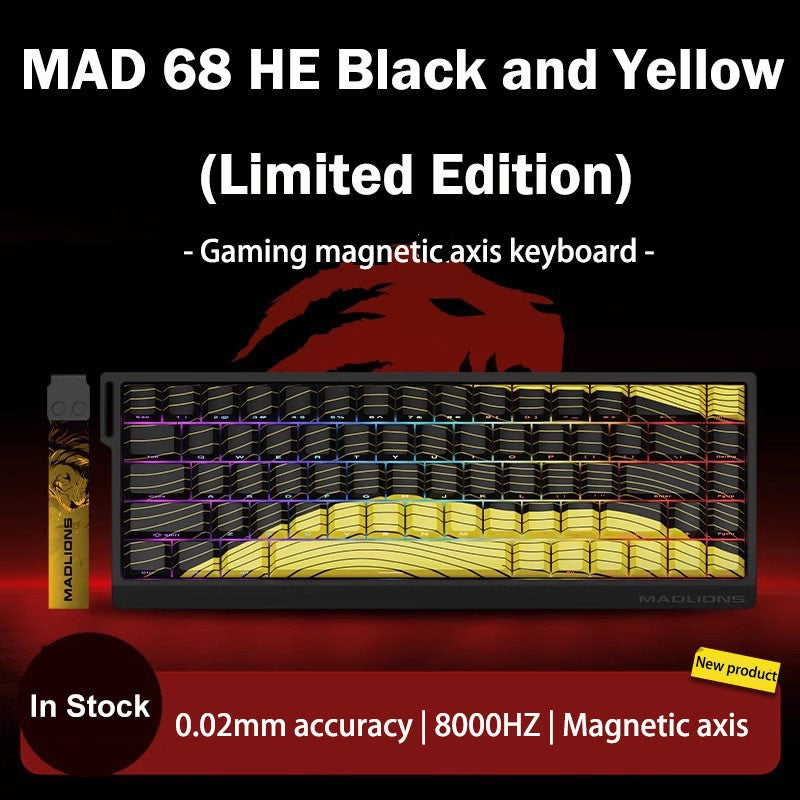 Teclado Gamer Switch Magnético MADLIONS MAD 60/68HE Com Fio Drive Web Custom 8K 61/68 Retorno RT Ajustável Hot Swap