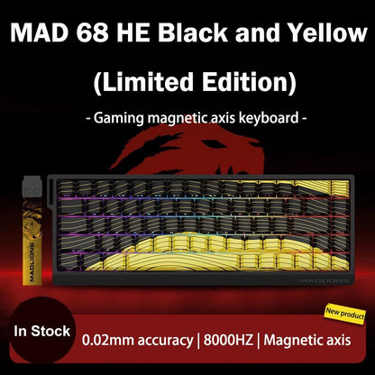Teclado Gamer Switch Magnético MADLIONS MAD 60/68HE Com Fio Drive Web Custom 8K 61/68 Retorno RT Ajustável Hot Swap