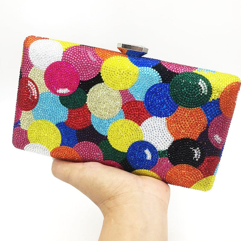 Designer Multicolored Diamond Evening Clutch Bags Women’s Rainbow Crystal Rhinestone Wedding Banquet Handbag Femal Party Purse