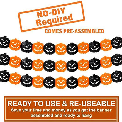 3Meter Halloween Hanging Garland Bunting Bat Pumpkin Ghosts Spider Paper Banner Halloween Party Decorations Horror Props