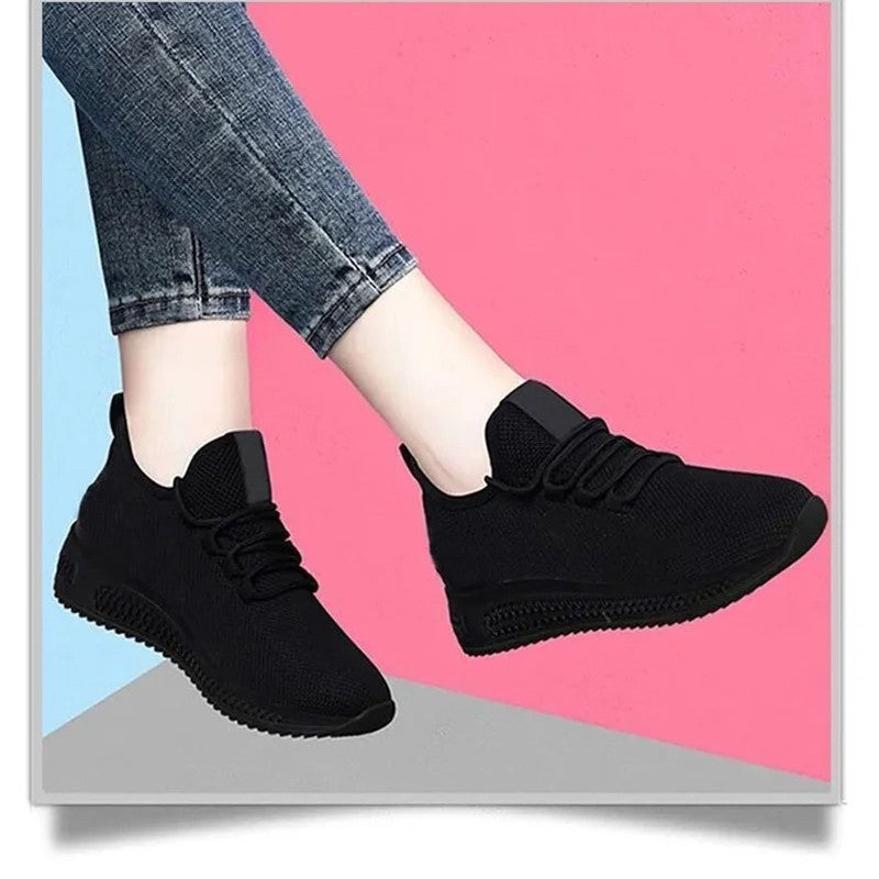 Tênis Feminino Primavera/Outono Moda Sólida Respirável Bico Redondo Casual Confortável Plataforma