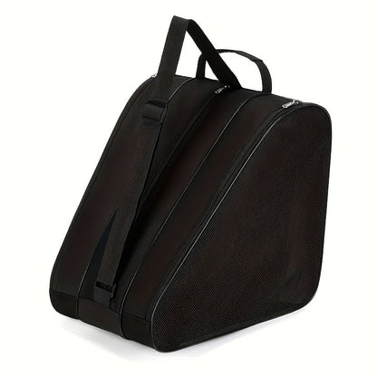 Large Capacity 3-Layer Ice Skating Bag with Heavy-Duty Shoe Storage - Adjustable Shoulder Strap & Logo Window for Inline Skates