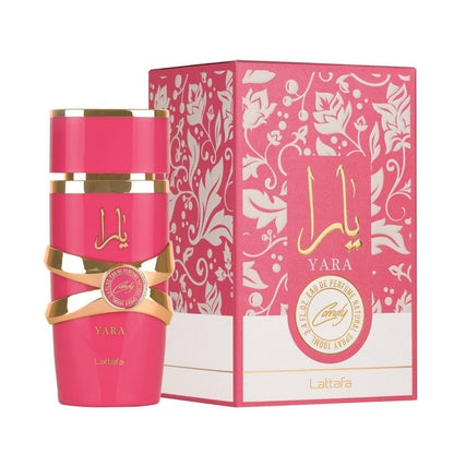 Lattafa Yara Candy Vanilla Frutado Cítrico Floral Eau de Parfum Fragrância de Longa Duração para Mulheres 3.40 Onças 100 ml