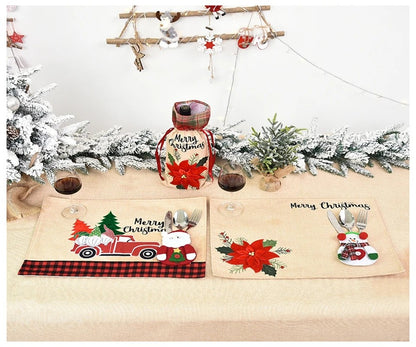 1/3pc Christmas Cutlery Set XMAS Elder Snowman Elk Doll Knife Fork Cutlery Set Cloth Art Knife And Fork Set Decoration For XMAS