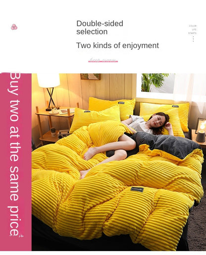 Winter Thick Solid Color Velvet Duvet Cover Warmth Bedding Set Double Soft Quilt Cover Twin Queen King Comforter Cover 220*240