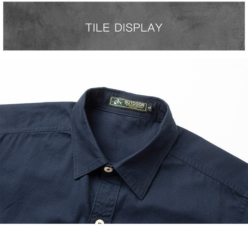 2025 New Summer Army Green Fashion Versatile Men's Casual Shirt, Khaki Slim Short-sleeved Breathable Cotton Cargo Shirts for Men