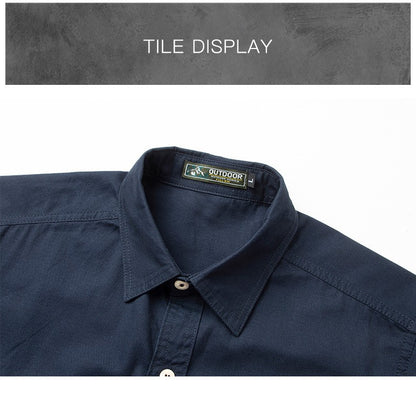 2025 New Summer Army Green Fashion Versatile Men's Casual Shirt, Khaki Slim Short-sleeved Breathable Cotton Cargo Shirts for Men