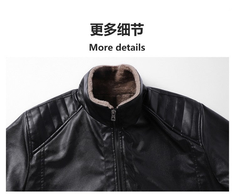 High-quality lapel and fleece leather jacket for men, fleece and thickened leather jacket for men, all-in-one fur dad coat
