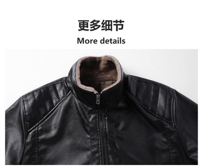 High-quality lapel and fleece leather jacket for men, fleece and thickened leather jacket for men, all-in-one fur dad coat